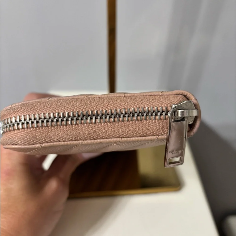 Yves Saint Laurent Blush Caviar Leather Zip Around Wallet